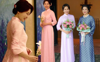Áo dài Việt Nam khiến Phu nhân Hàn Quốc khen ngợi: Họa tiết mang ý nghĩa đẹp, quá trình chọn màu và lên phom vô cùng tỉ mỉ