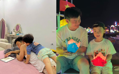 Nhìn bé Bo vô tư quấn quýt bên bố Cương chợt nhận ra: Dáng vẻ của một đứa trẻ hạnh phúc thật sự là thứ không thể "diễn"
