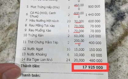 Xôn xao hóa đơn bữa ăn gần 18 triệu đồng, trong đó ghẹ đỏ 1,7 triệu đồng/kg ở Sầm Sơn
