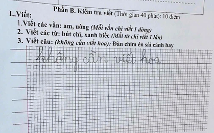 Phụ huynh khoe bài tập của con học lớp 1, dân mạng đọc xong chỉ biết ôm bụng cười: "Bảo sao mẹ không yên tâm!"