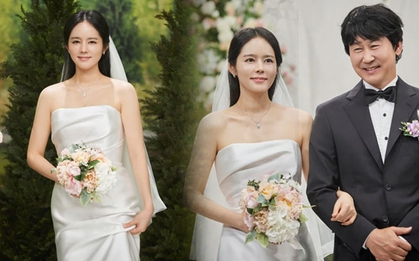 Han Ga In diện lại váy cưới sau 21 năm: Đích thị là nữ thần rồi!