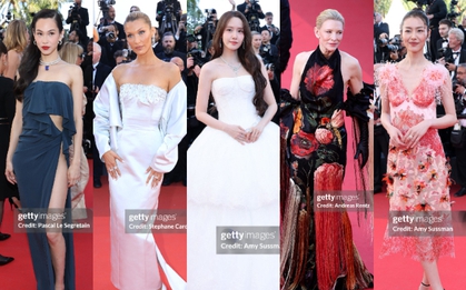 Thảm đỏ Cannes ngày 6: "Cô dâu" Yoona đẹp chấp ống kính hung thần, "trùm hở bạo" Bella Hadid kín đáo bất ngờ