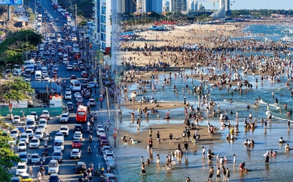 Vũng Tàu lễ này quá dữ: Gần 70.000 lượt khách đổ về trong 24 giờ, sóng người lấn át sóng biển