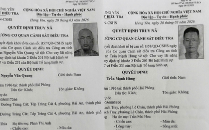Ai thấy Nguyễn Văn Quang và Trần Mạnh Hùng ở đâu, liên hệ ngay số điện thoại 0949.222.823