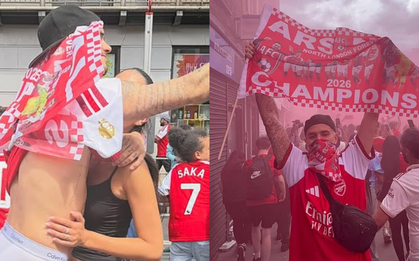 Romeo Beckham tình tứ bên bạn gái nóng bỏng giữa 'biển người' Arsenal đang diễu hành, mặc nỗi đau thua PSG tại Champions League