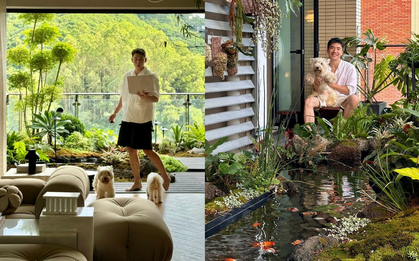 Hồ cá Koi trên ban công, cửa sổ view "4 mùa" của chàng trai lên núi xây nhà sống cùng 4 chú chó