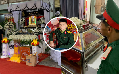 Người thân khóc nghẹn trong tang lễ Thượng úy Lê Văn Thắng (Sao Nhập Ngũ) tại Nghệ An