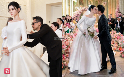 Cận cảnh váy cưới đẹp như chuyện cổ tích của Hề Mộng Dao: 600 giờ thực hiện, trang sức đắt đỏ gây choáng ngợp