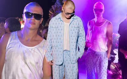 Haaland khi cởi áo Na Uy: Mặc ba lỗ trắng với pijama kẻ sọc, tưởng bác trai Việt Nam nào không đó