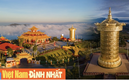 Việt Nam có 1 công trình tâm linh nặng 200 tấn, dát vàng 24K, giữ kỷ lục Guinness tháp kinh luân lớn nhất thế giới