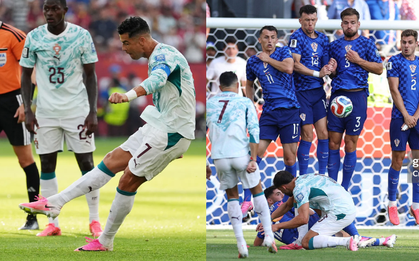 Bị Ronaldo sút phạt trúng "chỗ hiểm", cầu thủ Croatia ôm đau quằn quại trên sân World Cup