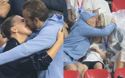Harry Kane ôm hôn vợ trên khán đài, dàn sao tuyển Anh đoàn tụ gia đình sau chiến thắng nhọc nhằn trước Mexico
