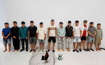 Ập vào kiểm tra 1 tụ điểm, công an tạm giữ hình sự 4 đối tượng, thu giữ 1 con gà và 7 cuộn băng keo