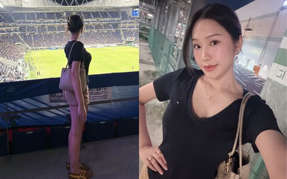Doãn Hải My khoe đôi chân dài nuột nà khi sang Nhật Bản cổ vũ Văn Hậu thi đấu