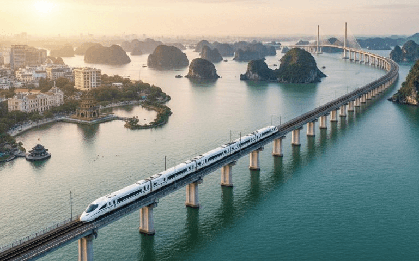 Không chỉ làm siêu đường sắt tốc độ 350km/h, tỷ phú Phạm Nhật Vượng còn cho xây 9 cầu vượt sông, 11 cầu cạn, dự kiến 2028 người Việt đi từ VEC tới Hạ Long chỉ mất 23 phút