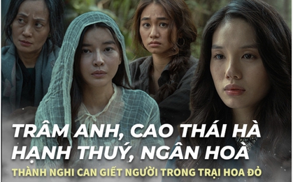 Trâm Anh, Cao Thái Hà, Hạnh Thuý, Ngân Hoà thành nghi can giết Thanh Bình trong series triệu đô Trại Hoa Đỏ