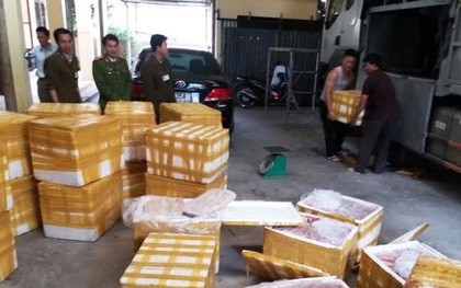 Xe tải chở 2,5 tấn lòng heo thối từ Huế ra Hà Nội tiêu thụ