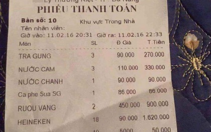 Sau hộp cơm 200k, lại xôn xao hóa đơn cà phê gần 4 triệu đồng tại Đà Nẵng