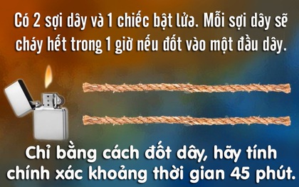 Câu đố kinh điển: Đốt dây tính thời gian làm bó tay quá nửa số người được hỏi