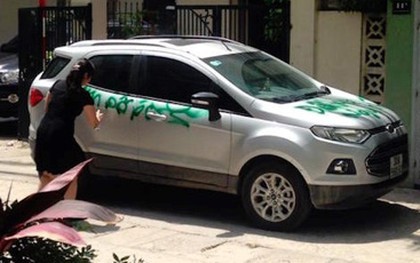 Tức giận vì ô tô đỗ chắn lối đi, người phụ nữ dùng sơn phun chữ "Đỗ ngu thế!"