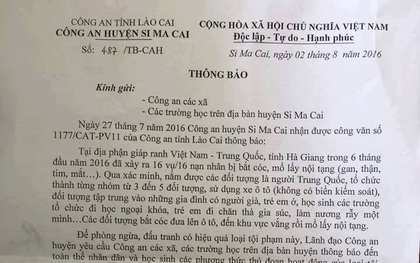 Văn bản về việc bắt cóc lấy nội tạng ở Lào Cai: Nhằm mục đích nhắc người dân cảnh giác!