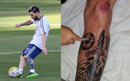 Messi xóa hết hình xăm cũ ở chân, thay bằng hình mới cực độc