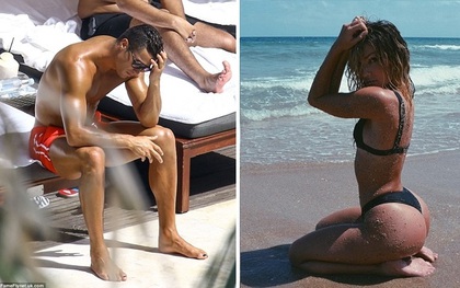 Vắng cô bạn gái nóng bỏng, Ronaldo đi bơi với gương mặt ủ rũ