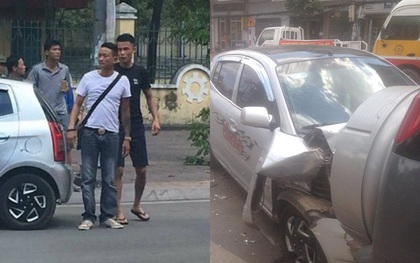 Chở vợ đi đẻ, diễn viên Hiệp Gà lái xe đâm vào ô tô đang đỗ bên đường