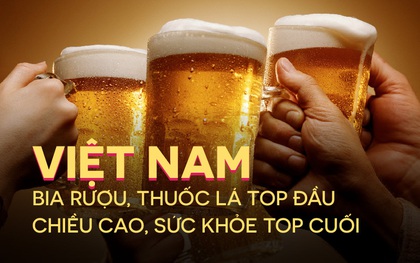 Người Việt Nam so với thế giới: Bia rượu, thuốc lá top đầu; Chiều cao, sức khỏe top cuối