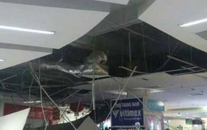 Sập trần nhà siêu thị Big C ở Vinh, 2 nhân viên may mắn thoát nạn