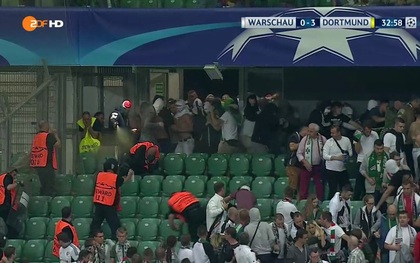 Fan Legia Warsaw nổi loạn, đánh cả nhân viên an ninh