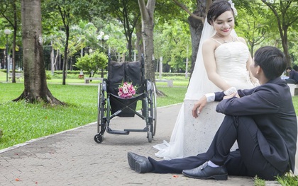 Bộ ảnh cưới đặc biệt của cô gái liệt 2 chân và chàng trai khuyết tật mắt
