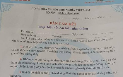 Bắt học sinh lớp 1 ký cam kết an toàn giao thông