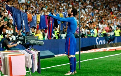 Ảnh chế: Messi biến sào huyệt Bernabeu thành sân phơi quần áo