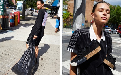 adidas Originals x Alexander Wang lăng xê mốt "nhặt lá đá ống bơ", tay cầm túi rác ra đường