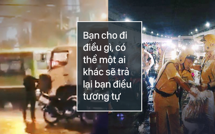 2 chiến sĩ CSGT phát áo mưa cho người Sài Gòn và bác tài xe rác tặng áo mưa cho anh công an: Vòng tròn của những điều tử tế