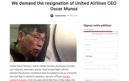 Hơn 40.000 người ký tên yêu cầu CEO của hãng United Airlines từ chức