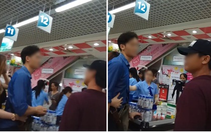 "Soái ca" vừa nhai kẹo vừa cư xử lỗ mãng với người đàn ông lớn tuổi khi đứng xếp hàng tại siêu thị ở Sài Gòn