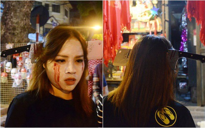Hà Nội: Nhiều người hốt hoảng với cảnh tượng dao cắm xuyên đầu cô gái trẻ trong đêm Halloween trên phố Hàng Mã