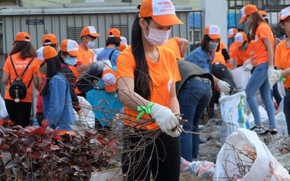 Hà Nội: Hơn 100 sinh viên bới nhặt rác thải chất đống trên đường Phạm Văn Đồng