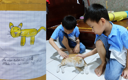 Chuyện 2 cậu bé sinh đôi Tắc Kè và Ba Ba vẽ tranh, treo giải 10 USD để tìm chú mèo đi lạc ở Sài Gòn