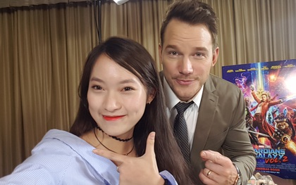 Khánh Vy khoe ảnh selfie, phỏng vấn trực tiếp sao Hollywood - Chris Pratt tại Nhật Bản