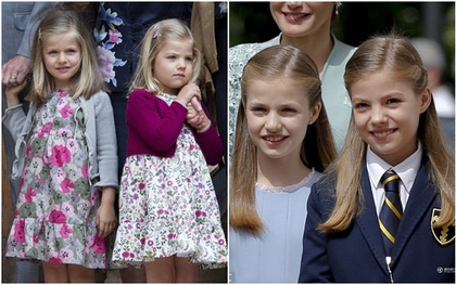 2 nàng Công chúa nhỏ đáng yêu của Hoàng gia Tây Ban Nha ngày ấy giờ đã xinh xắn lắm rồi