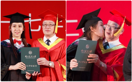 Nhân ngày tốt nghiệp, nữ sinh xinh đẹp thơm trộm thầy Hiệu trưởng trước sự ngỡ ngàng của cả hội trường