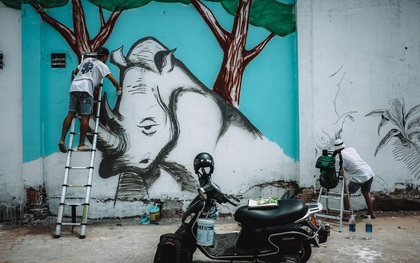 "Biến hóa" 17 bức tường trong con hẻm Sài Gòn thành những bức vẽ graffiti thú vị về loài tê giác