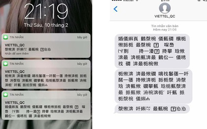Tin nhắn quảng cáo Viettel bất ngờ xuất hiện chữ "tượng hình"