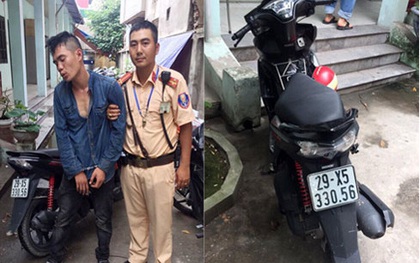 Hà Nội: Lấy trộm chiếc xe máy có định vị, nam thanh niên bị CSGT vây bắt giữa đường