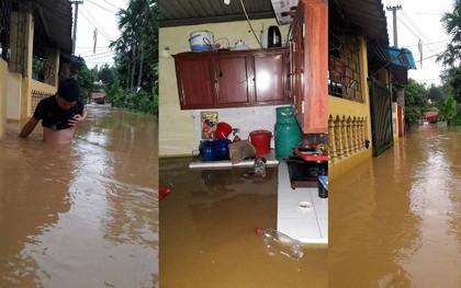 Mưa lớn kéo dài, nước ngập ngang bụng ở TP Yên Bái
