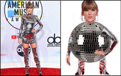 Nếu để gọi tên bộ trang phục của Taylor Swift tham dự AMA 2018 thì đó hẳn phải là "quả cầu disco"