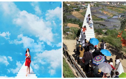 "Cầu thang vô cực" ở Đà Lạt: Lên Instagram ảo bao nhiêu, ngoài đời phải chen lấn chụp ảnh mệt bấy nhiêu!